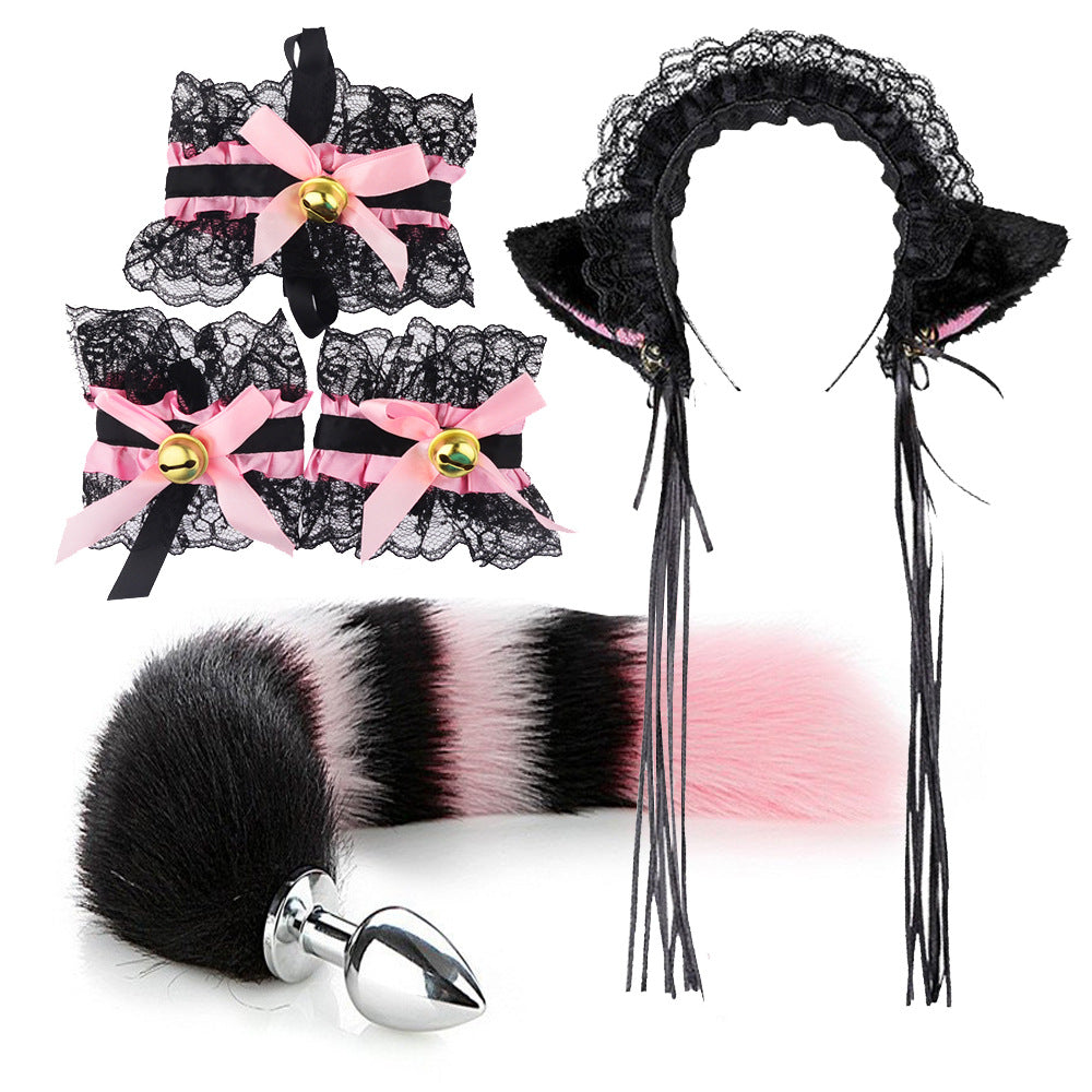 Lolita Anime Kawaii Ruffle Lace Headband Butt Plug Tail Set Sofyee Lolita Anime Kawaii Ruffle Lace Headband Butt Plug Tail Set Sofyee