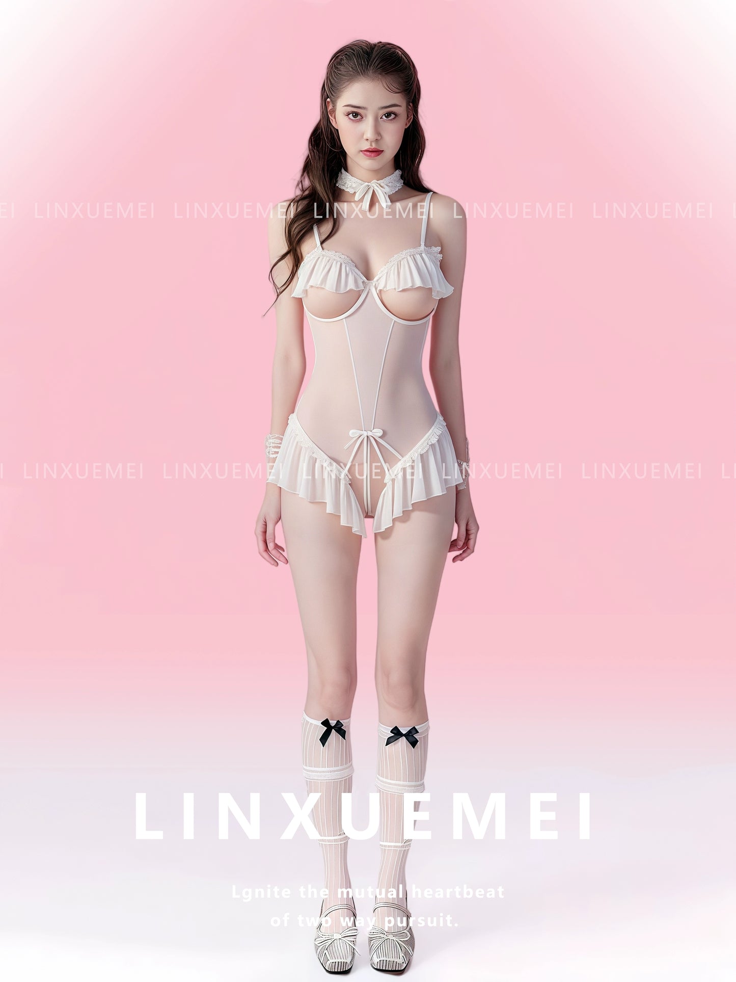 Sexy School Girl Open Cup Bodysuit