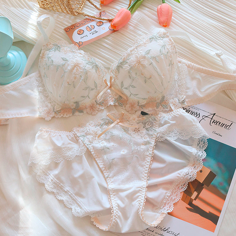 Ruffle Blossom Sweetie Little Flower Bras And Panty Set