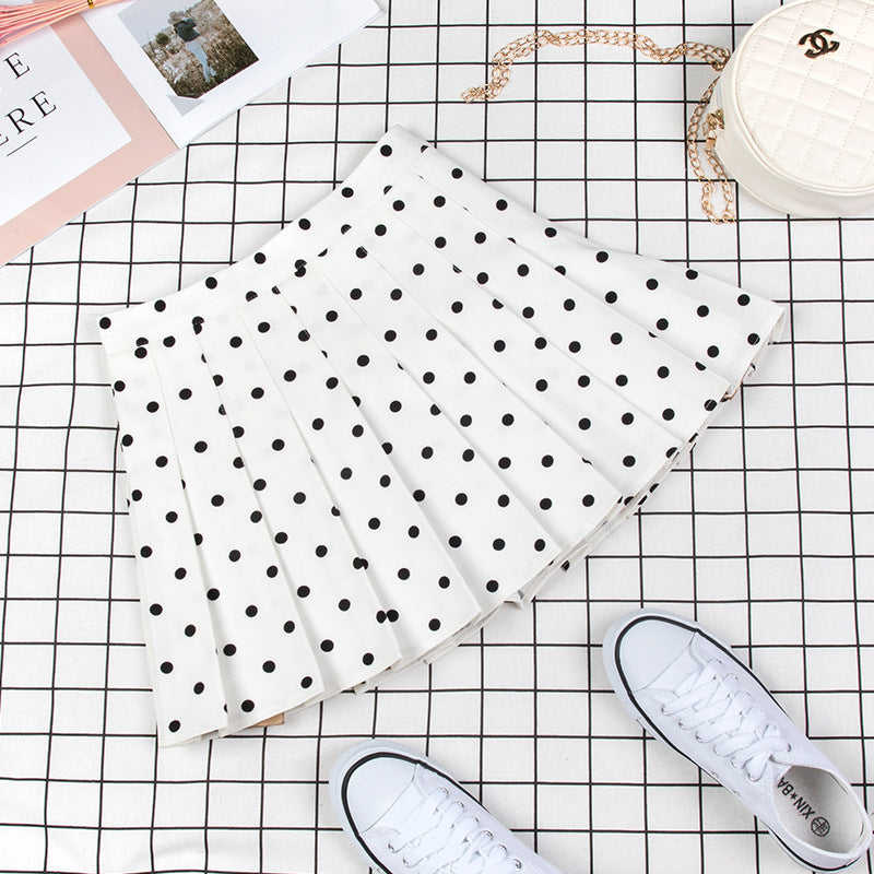 Kawaii gepunkteter Faltenrock mit hoher Taille