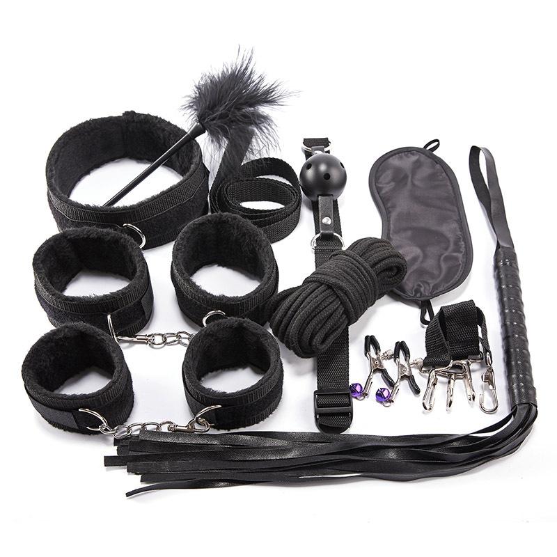 10 Pcs Black Bed BDSM Cuffss kit Bondage Set Algeria