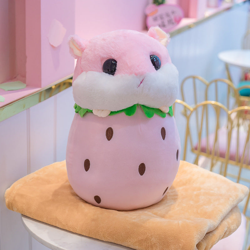 Strawberry Hamster Fruit Pillow