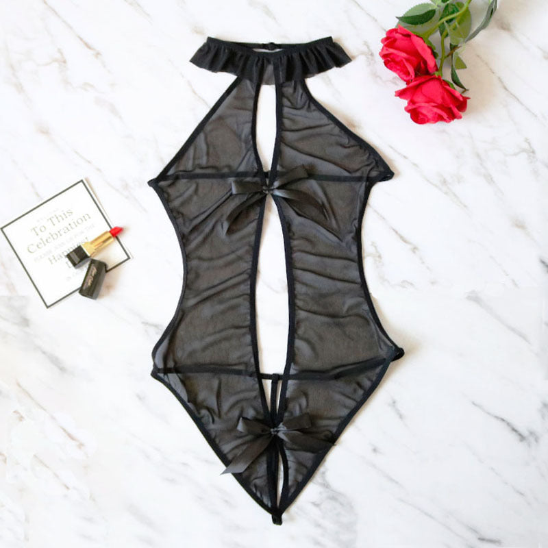 Plus Size Sexy mesh perspective bodysuit underwear