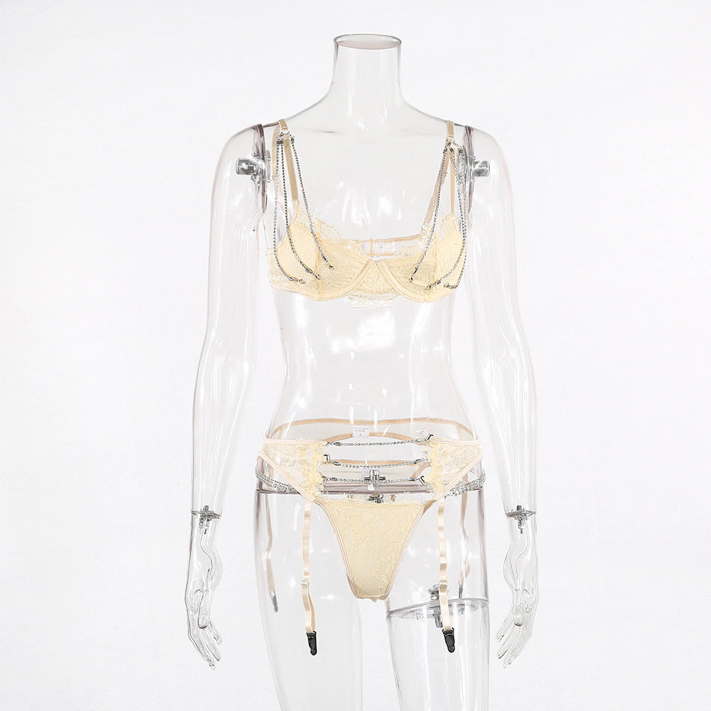 Sexy Bold Champane Bra Set Lingerie