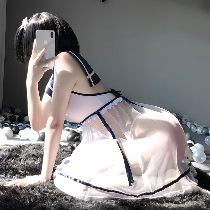 Sofyee Cute Student Tutu Skirt Halter Uniform Suit