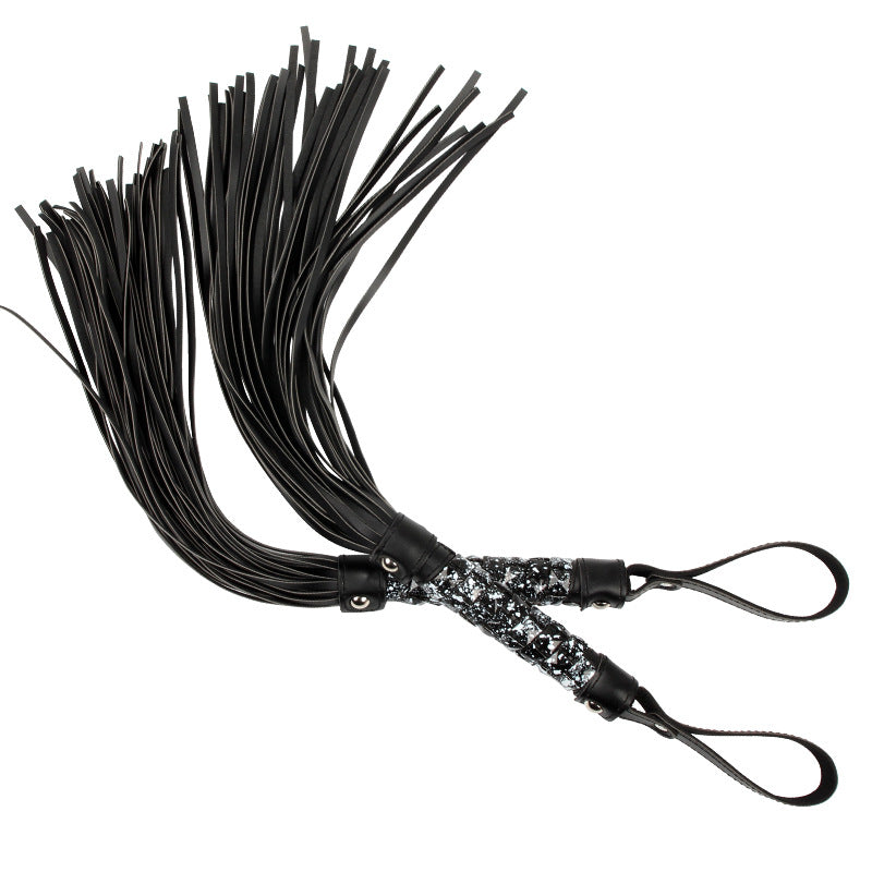 Sofyee BDSM Black Square Bead Leather Whip