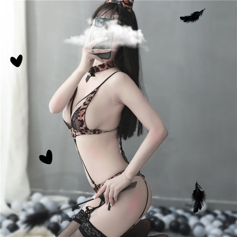 Sexy Kawaii Tiger Costume Micro Bikini Shimapan Lingerie 4PCS Set