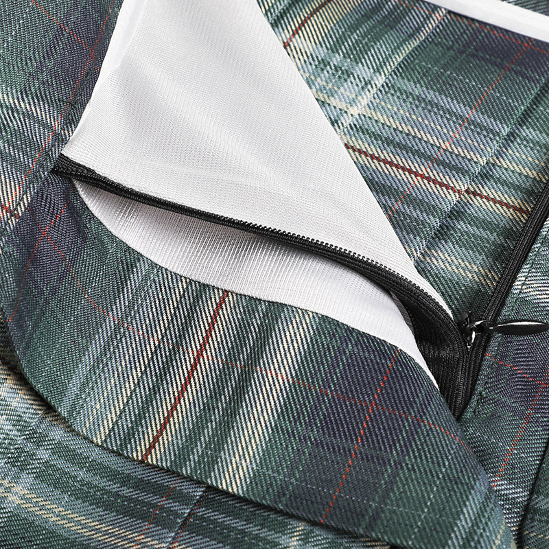 Kawaii plissierter karierter Rock mit hoher Taille