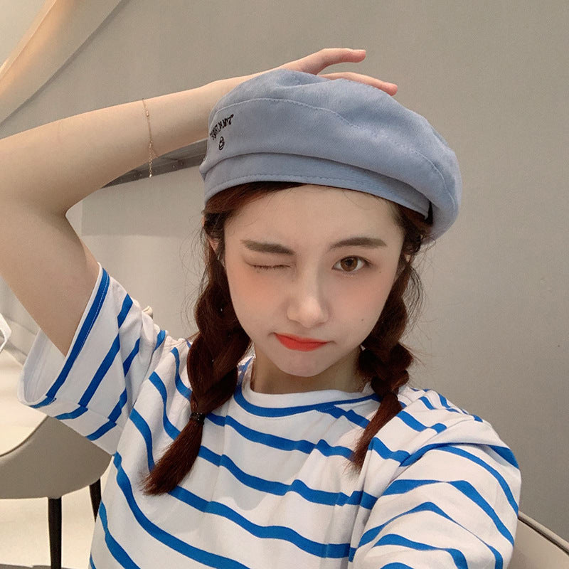 Retro beret solid color wild cute ins wind Japanese military hat