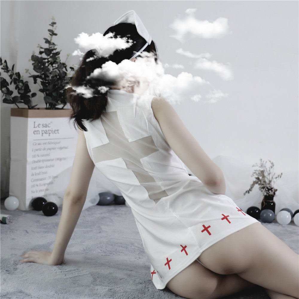 Kawaii cross halter sexy nurse apron set