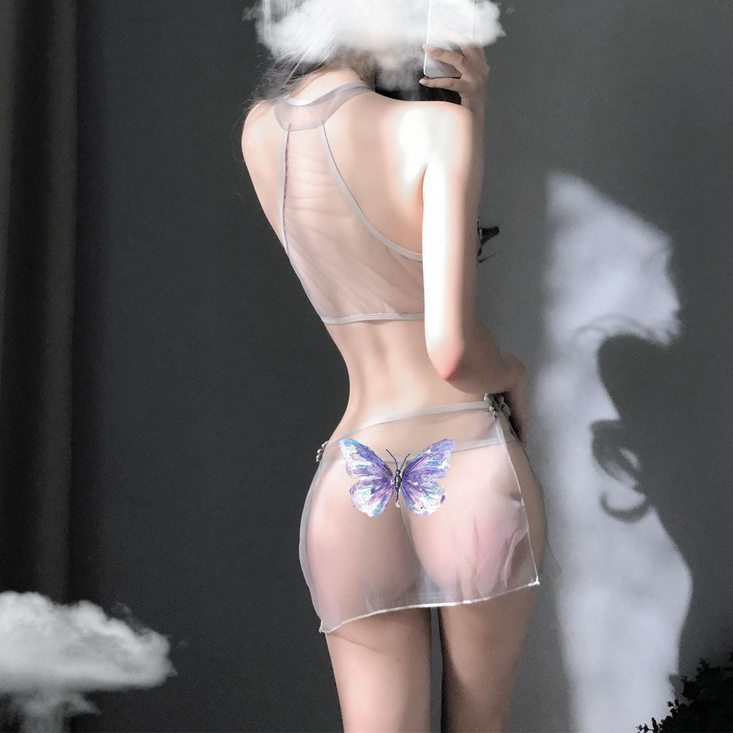 Sexy Retro Perspective Jacquard Split Cheongsam Suit