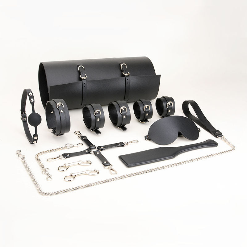 Sofyee Bdsm Produkte für Erwachsene, Trainingsspielzeug, Handschellen, Passionsleder, 11-teiliges Set