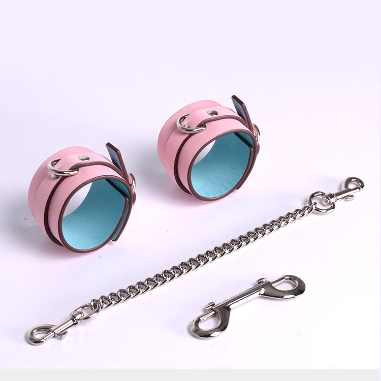 セクシーな牛革ピンクボンデージ 6点セット