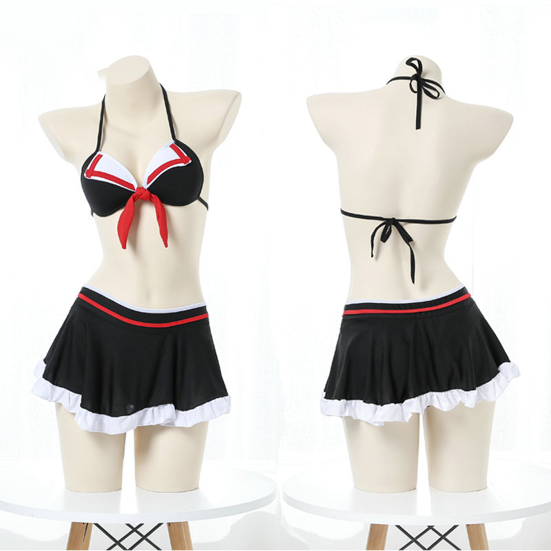 Sexy Anime Milchkuh Kawaii Cosplay Schulmädchen Bikini wie Dessous
