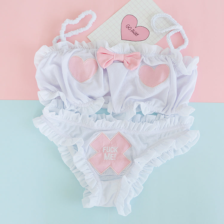 J Fashion Anime Kawaii Sikushui School Bow Lingerie Set