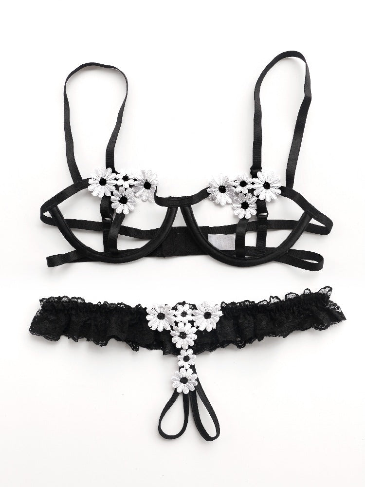 Bluebella Emerson Underwire Floral Lace Open-cup Bra In Black Bluebella Emerson Underwire Floral Lace Open-cup Bra In Black