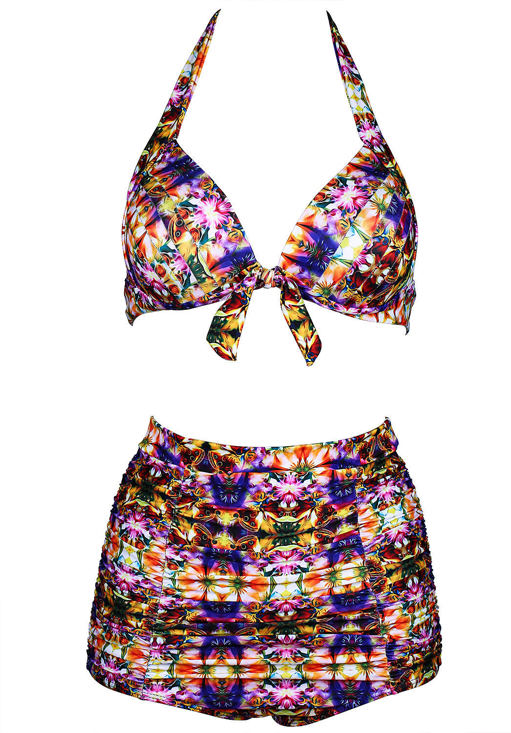 Spring Flower Blossom Bow-tie Bikini Set 170610 - sofyee