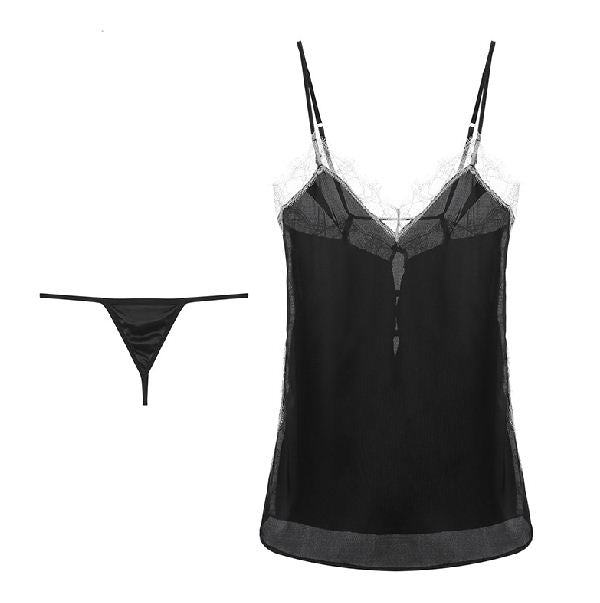 胸パッド付き新作セクシースリングナイトガウン 長袖パジャマ 2ピーススーツ