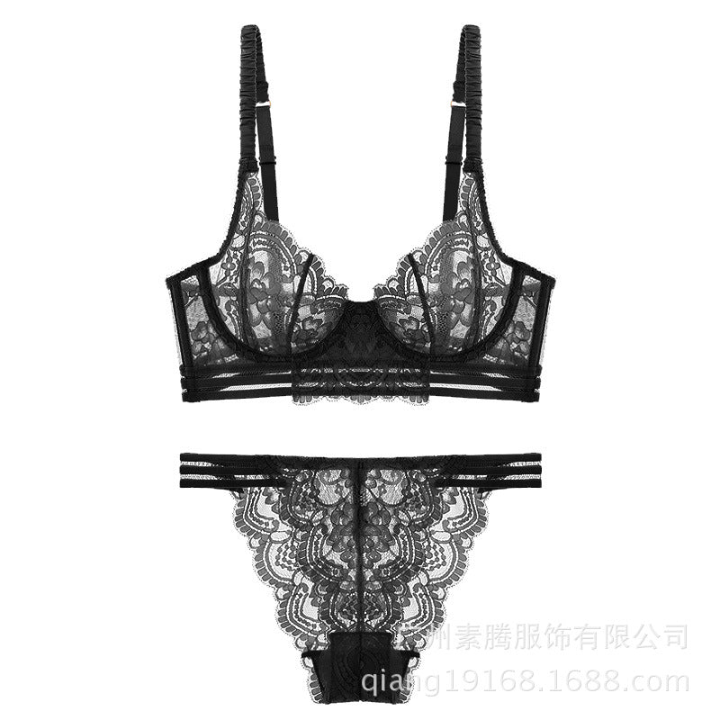 Lace Unlined Demi Bra With Free Panty