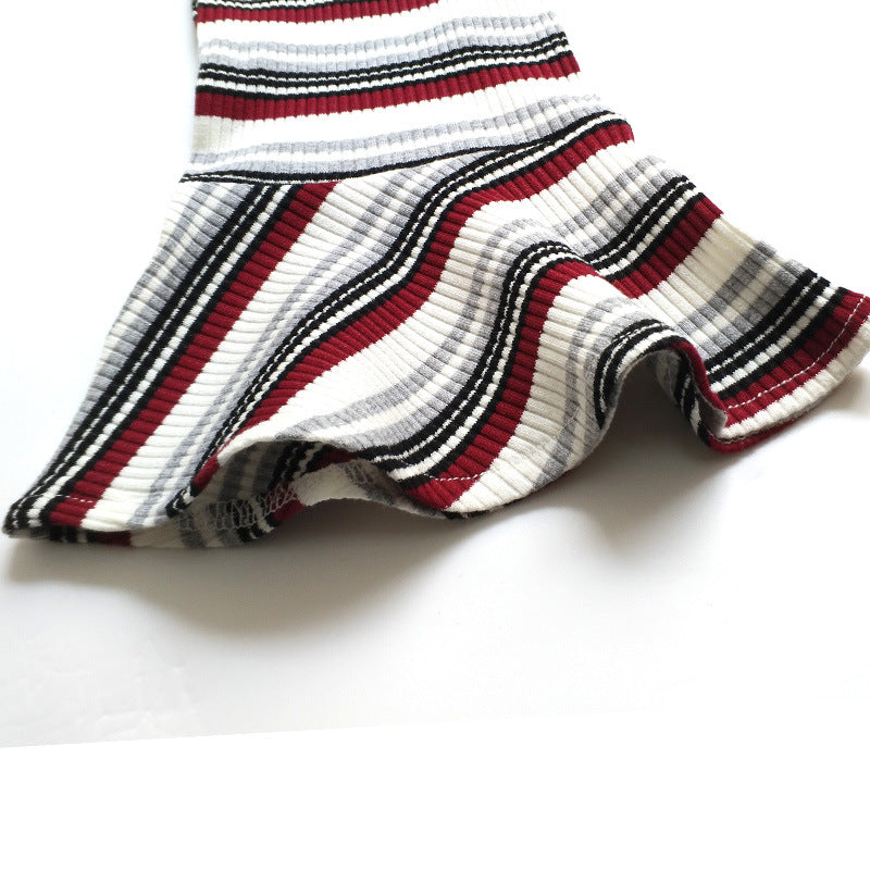 Choker Bell Sleeves Striped Top 43003