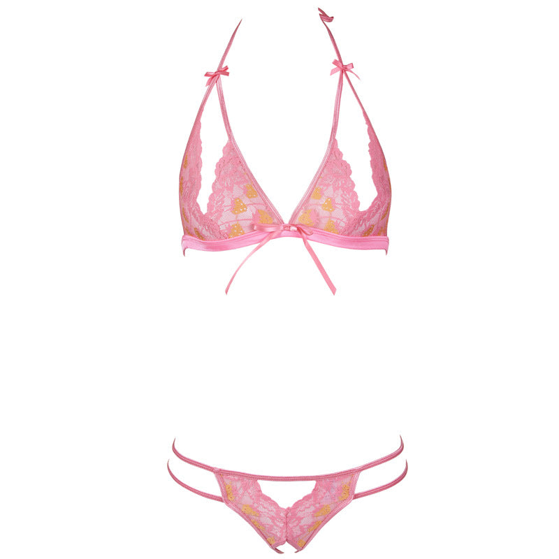 Sofyee Pink Bondage Girl Honeymoon Lingerie - Open Lace Bra
