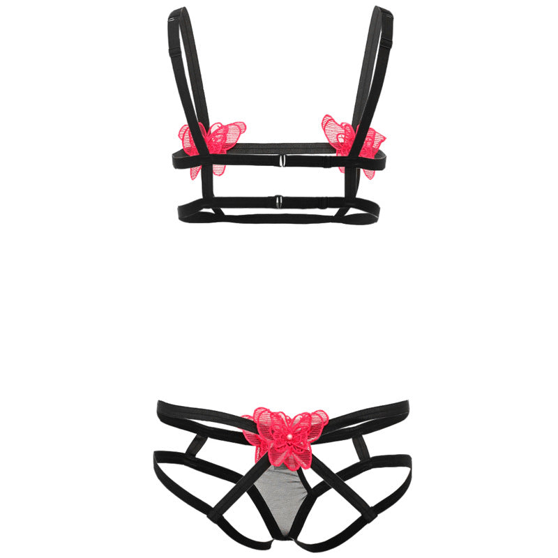 Flower Open Front Cupless Crotchless Bra Set – Sofyee