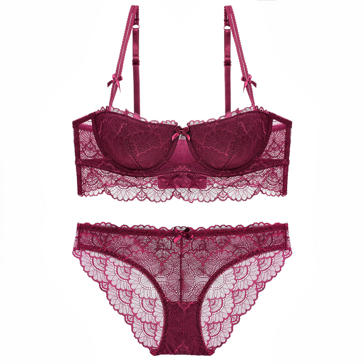 Lovely See Through Mesh Underwire Bra & Panty Set