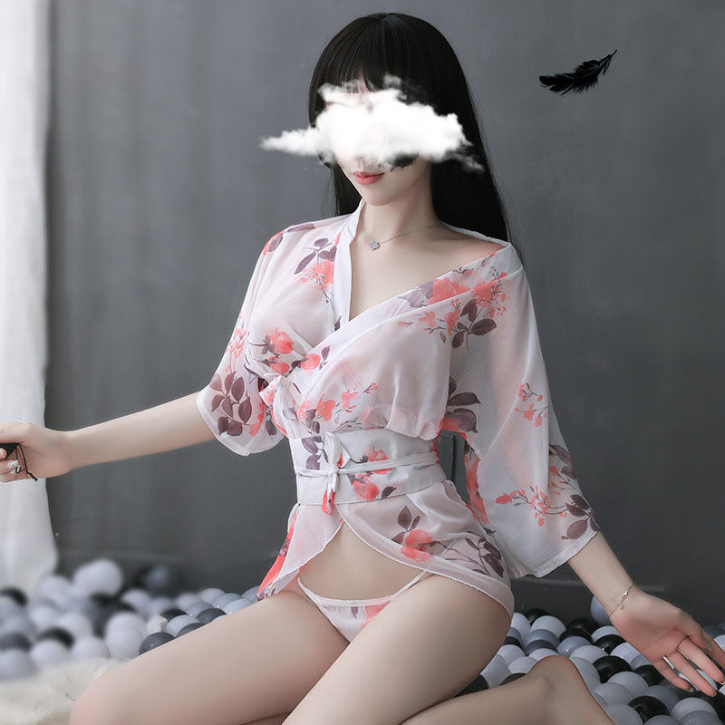 日本のセクシーなイカ娘-花柄