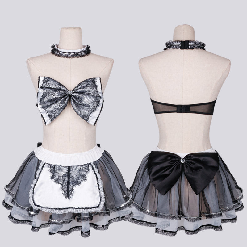 Anime Maid Kawaii Bow Tie Cat Choker Cosplay Costume Lingerie