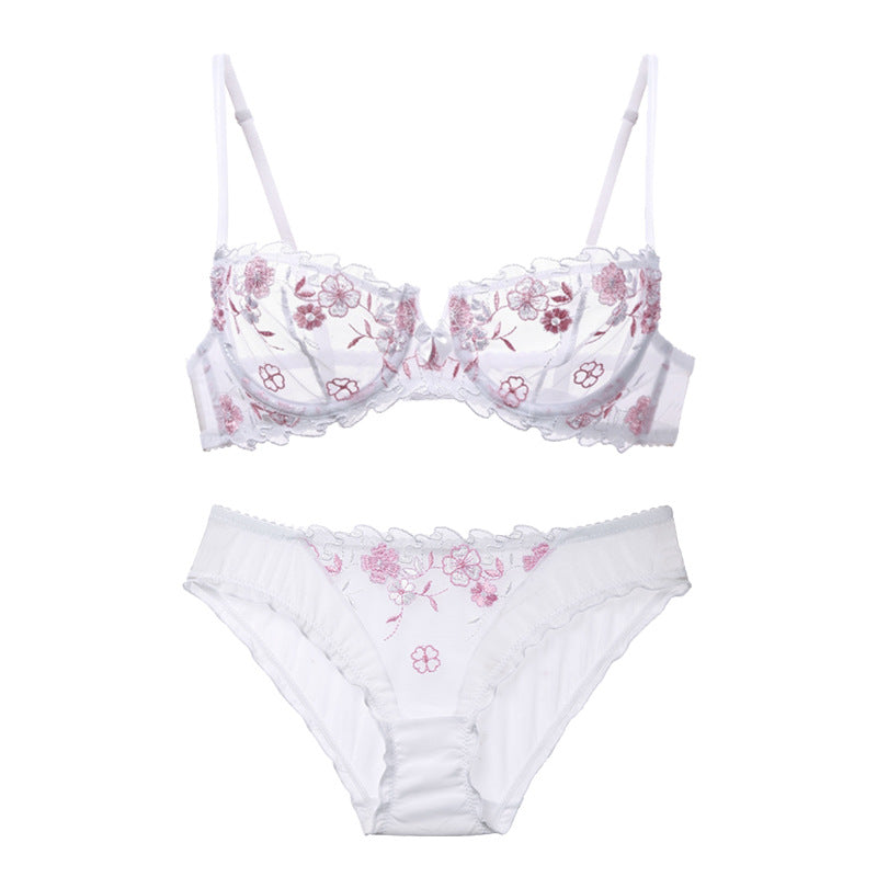 Soft-Cup-Balconette-BH-Set „Deadly Flirt“ mit durchgehender Spitze und Blumenmuster