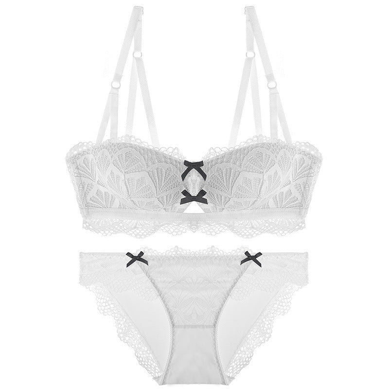 Cute Wirefree Sheer Lingerie Bra & Panty Set