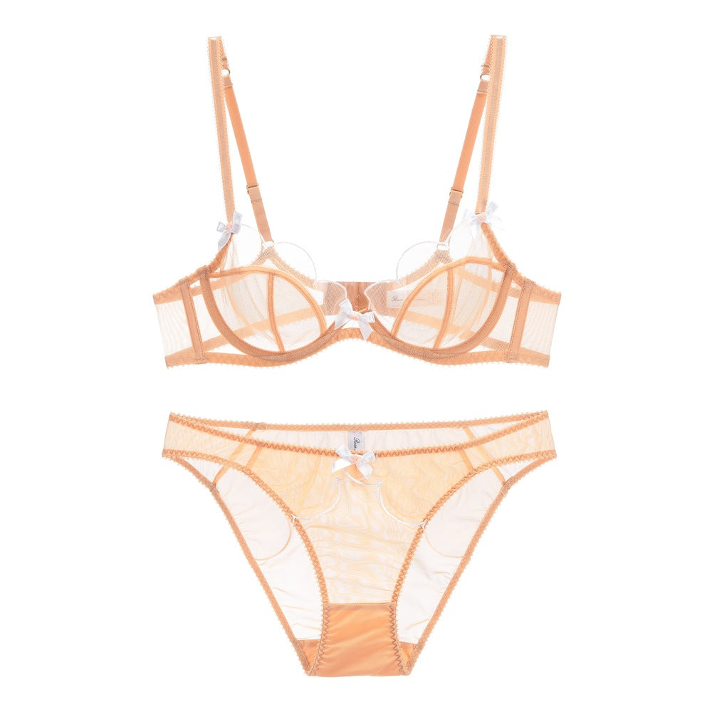 My Little Joy Lace Eyelash Underwire Sheer Mesh See Through Bra Set