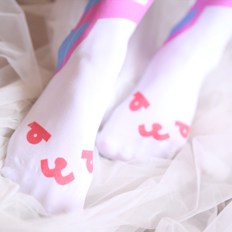 Overwatch Kaninchen Hase rosa Kawaii Tumblr Lolita Cutie Tier Fleece Oberschenkel hohe lange Socken