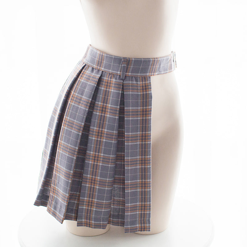 Japanese School Girl Sexy Kawaii Grid Lingerie Half Skirt