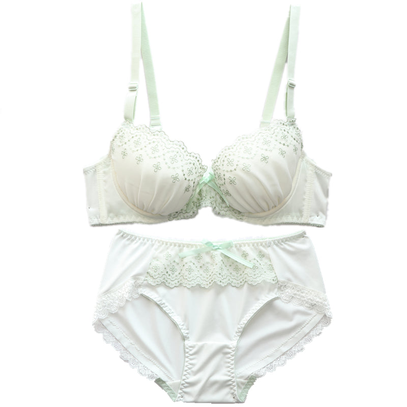 Tumblr Ästhetisches BH-Set mit japanischer Spitze, Girly Dot Flower Sweetie Heart