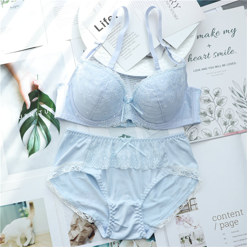 Tumblr Girly Dot Flower Lace Sweetie Heart Wave Trim BH-Set