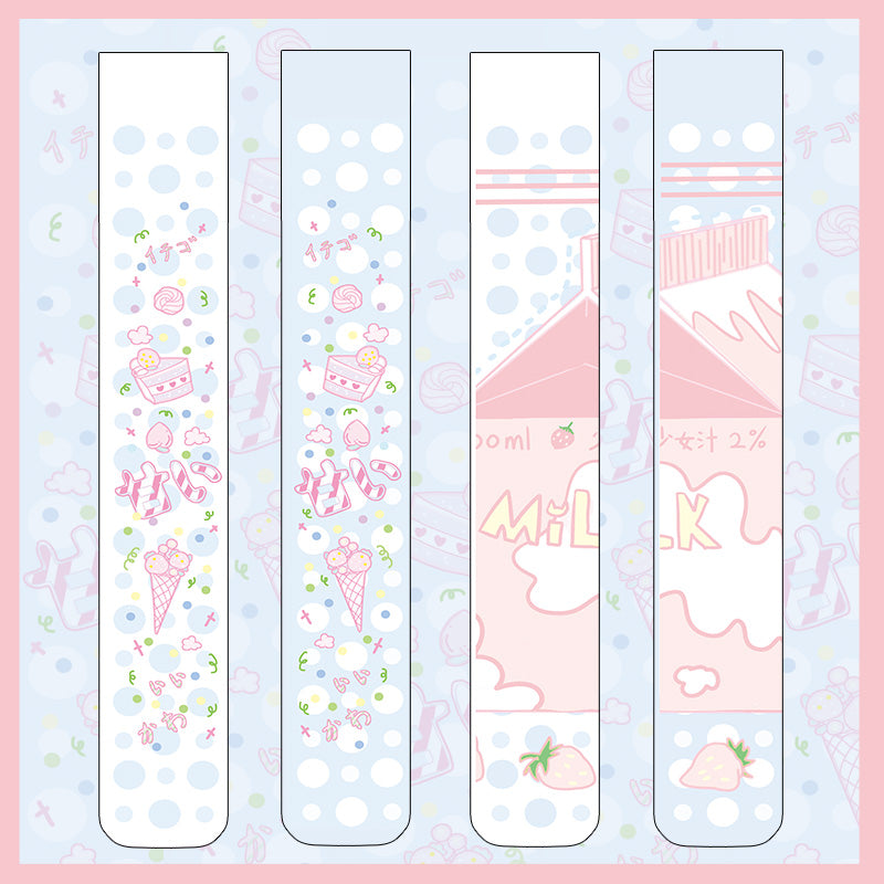 Strawberry Cake Milk Lolita Anime Knee High Long Socks