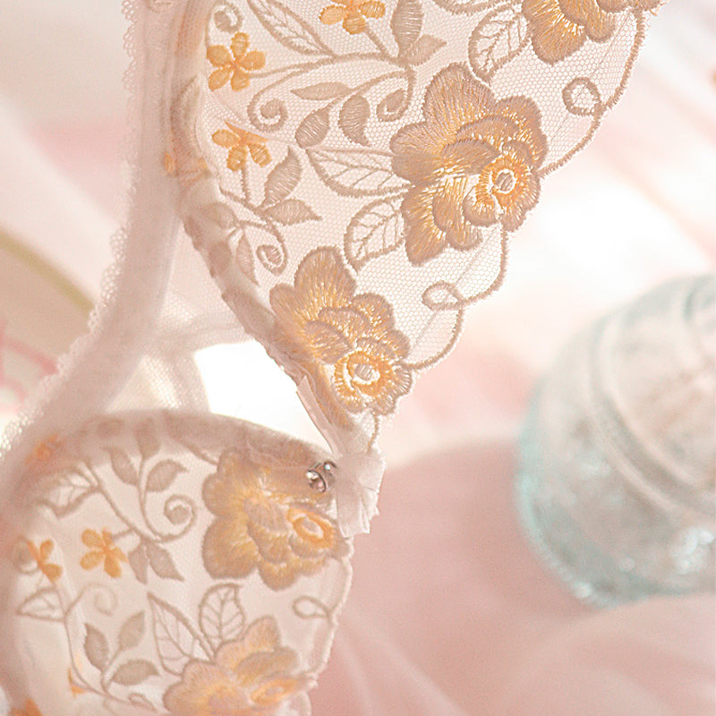 Vintage Brown Flower Baby Bra Set