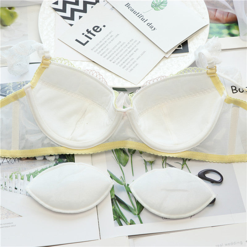 Sofyee Blue Dot Floral Sweetie Heart Bra Set