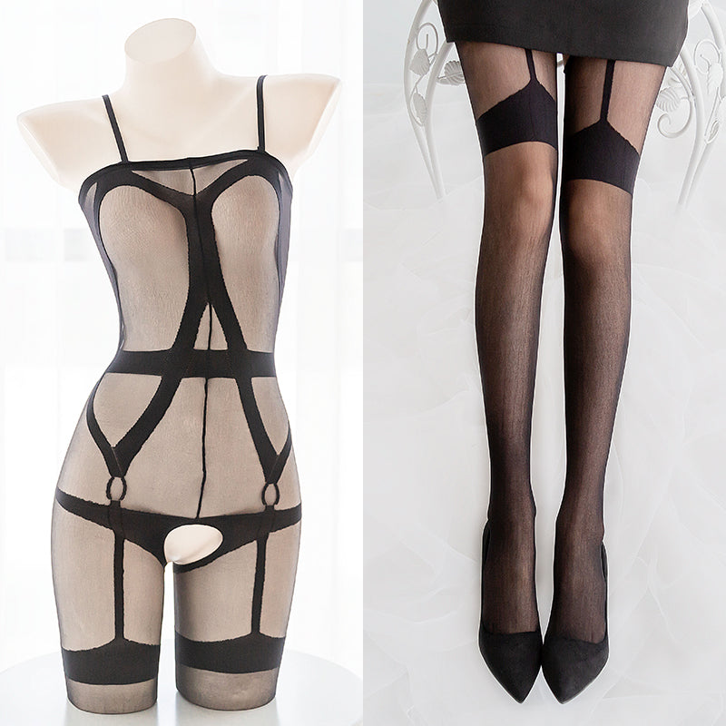 Garter Belts Sexy Black Sheer Seductive Bondage Fishnet Body Stocking Sofyee Garter Belts Sexy Black Sheer Seductive Bondage Fishnet Body Stocking Sofyee