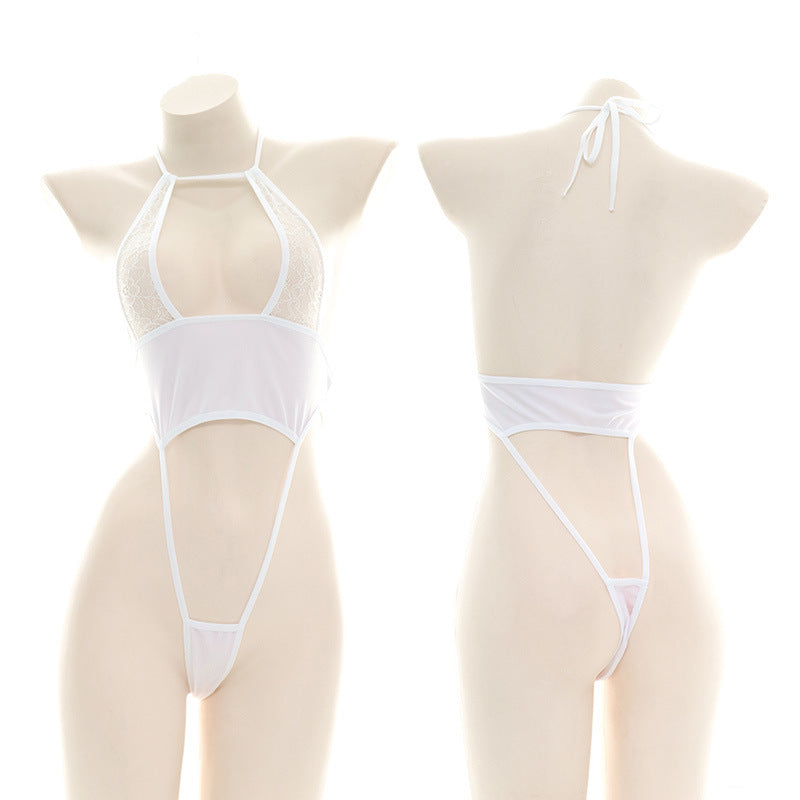 Sofyee Sexy Lace-Up White Mesh Open Back Bodysuit Sofyee Sexy Lace-Up White Mesh Open Back Bodysuit