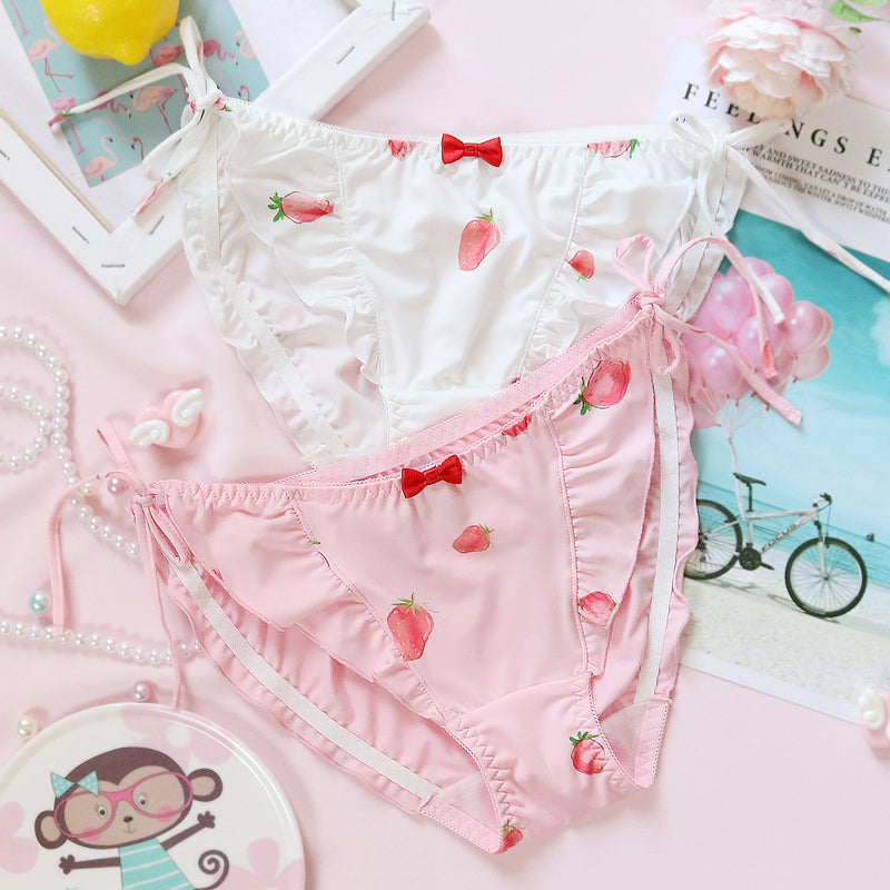 3pcs-Kawaii Fruit Sweet White Kiss Me Panty