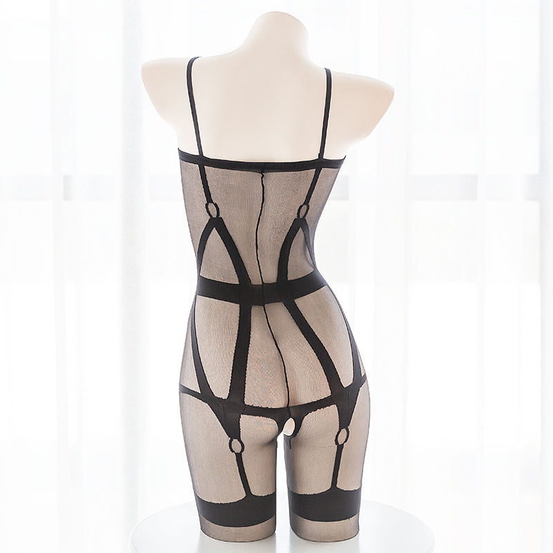 Garter Belts Sexy Black Sheer Seductive Bondage Fishnet Body Stocking