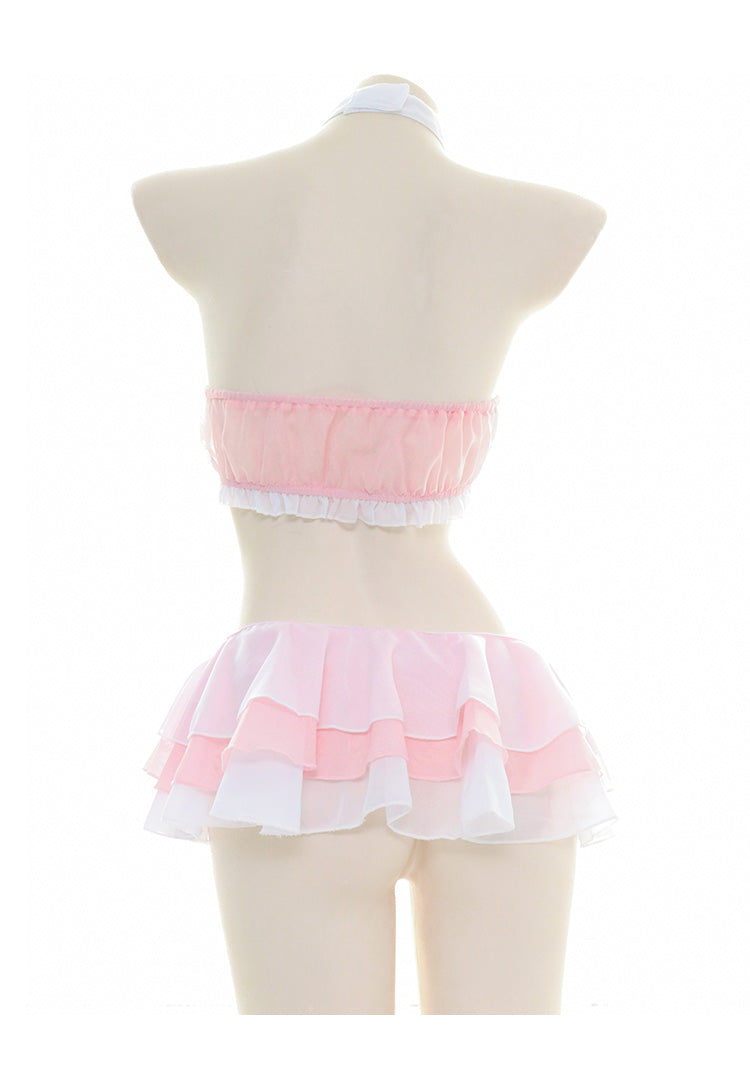 かわいいピンクの猫のフリルガール