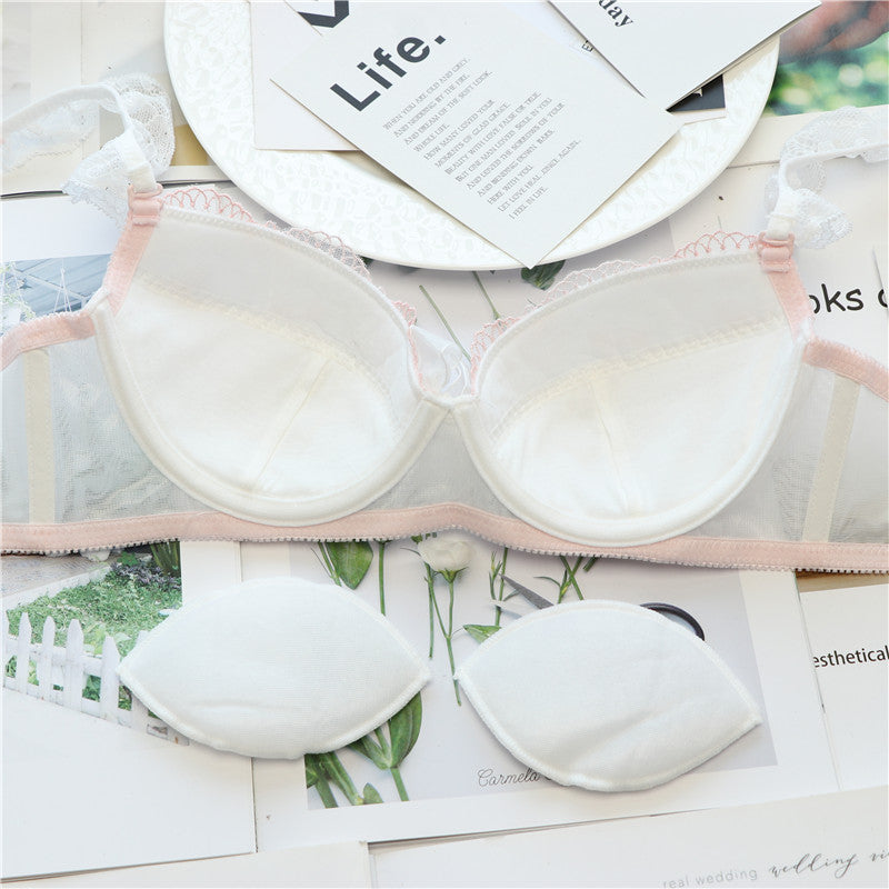 Sofyee Pink Dot Floral Sweetie Heart Bra Set