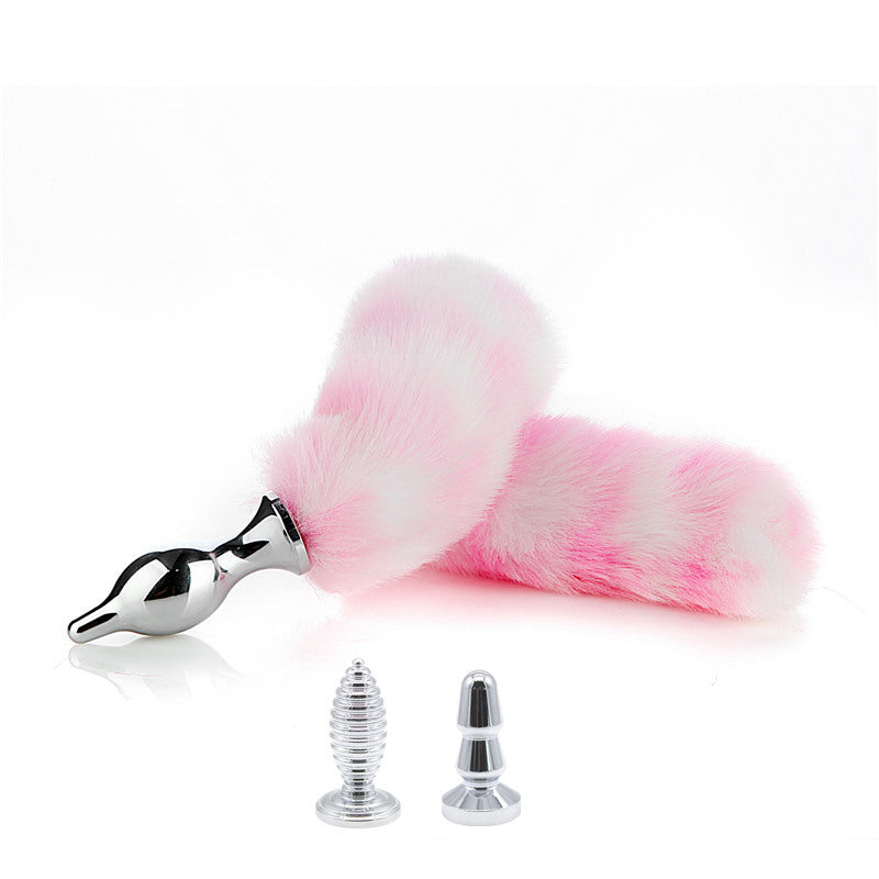 Pink Bunny Buttplug Tail - 3 Heads Set