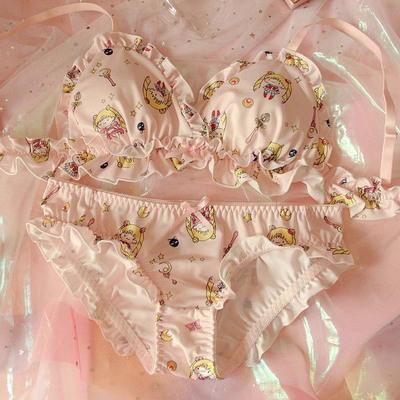 Rosa Cartoon-Pastell-Liebhaber-niedliches Sweetie-Baby-Bralette-Set