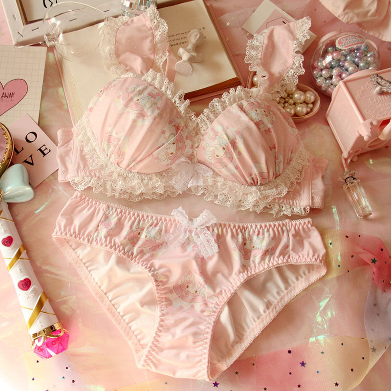 Sweet Girl Ruffle Flower Lolita Bra Set