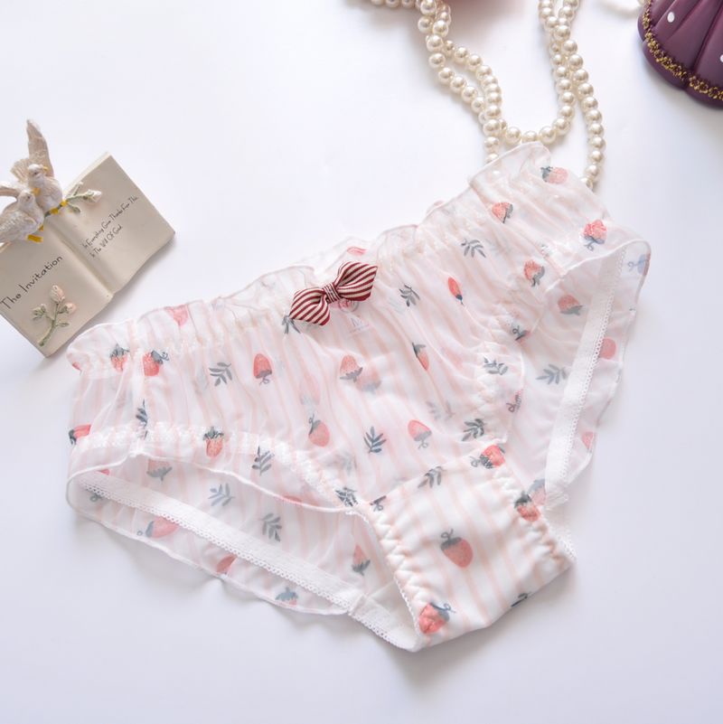 6個-かわいいフルーツホワイトキスミーパンティ
