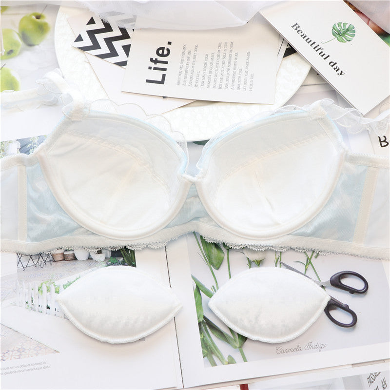 Sofyee Blue Dot Kawaii Sweetie Heart Bra Set